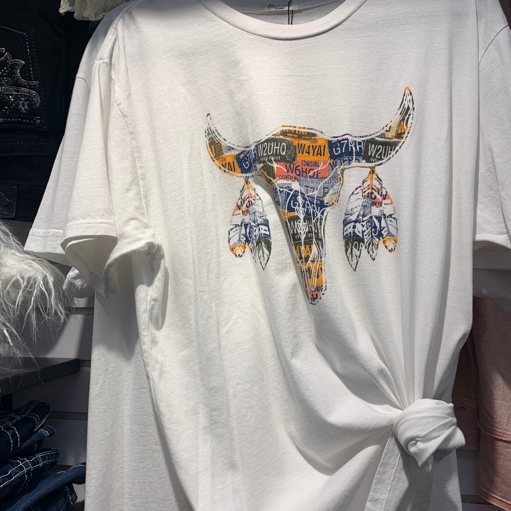 NWT Dexterous white t shirt with longhorn on it .   Made in the USA